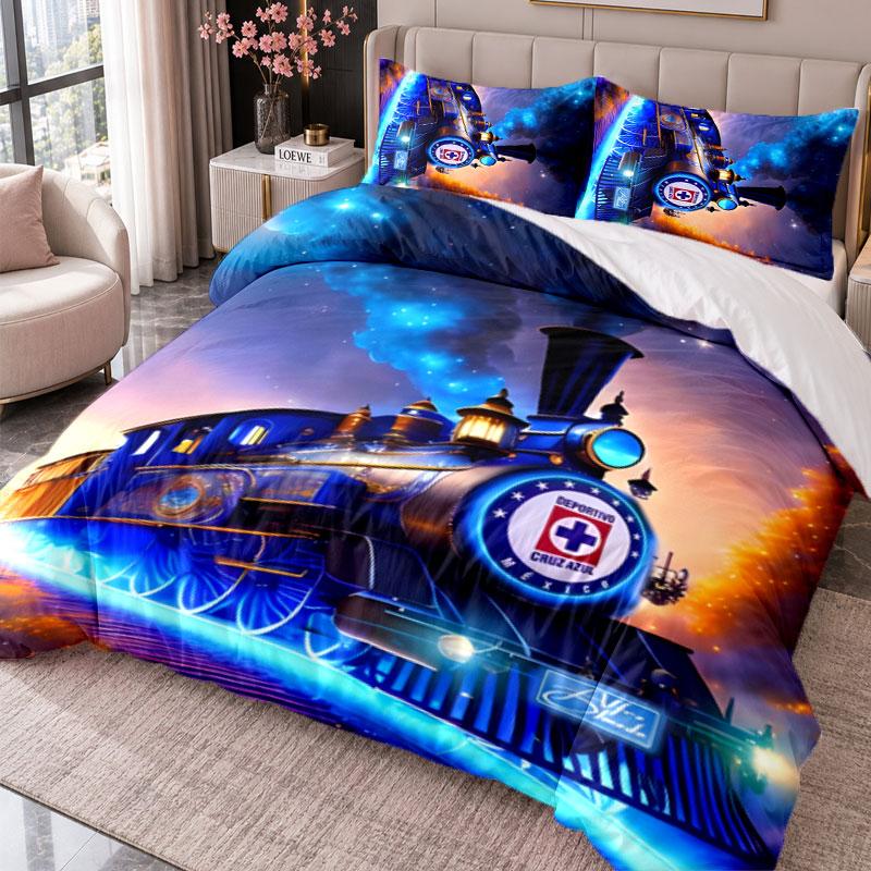 Cruz Azul 3Pcs Bedding Set Duvet Cover With Two Pillowcases For Bedroom Home Decoration