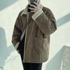 Herren Lammwolle Winterjacke, Samtgefütterter Wollmantel, Retro Amerikanischer Stil, Warme Streetwear Cool Reversjacke.
