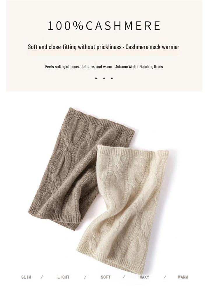 Unisex 100% Pure Cashmere Cable Knit Neck Warmer - Stylish, Solid-Color, Cozy Gaiter for Autumn & Winter.