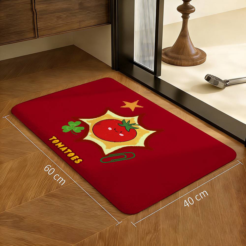 Cartoon Tomato Pattern Entrance Door Mat Nordic Style Home Doormat Bathroom-Toilet Mats Bedroom Hotel Decor Mat