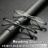 Lunettes de presbytie surdimensionnées à monture carrée en métal, branches à ressort, blocage de la lumière bleue, lunettes de lecture, lunettes classiques professionnelles pour hommes