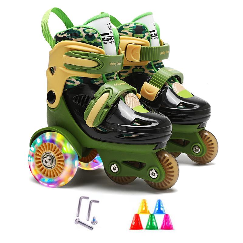 Custom Kids' Beginner Inline Roller Skates with Flashing Double Row Wheels