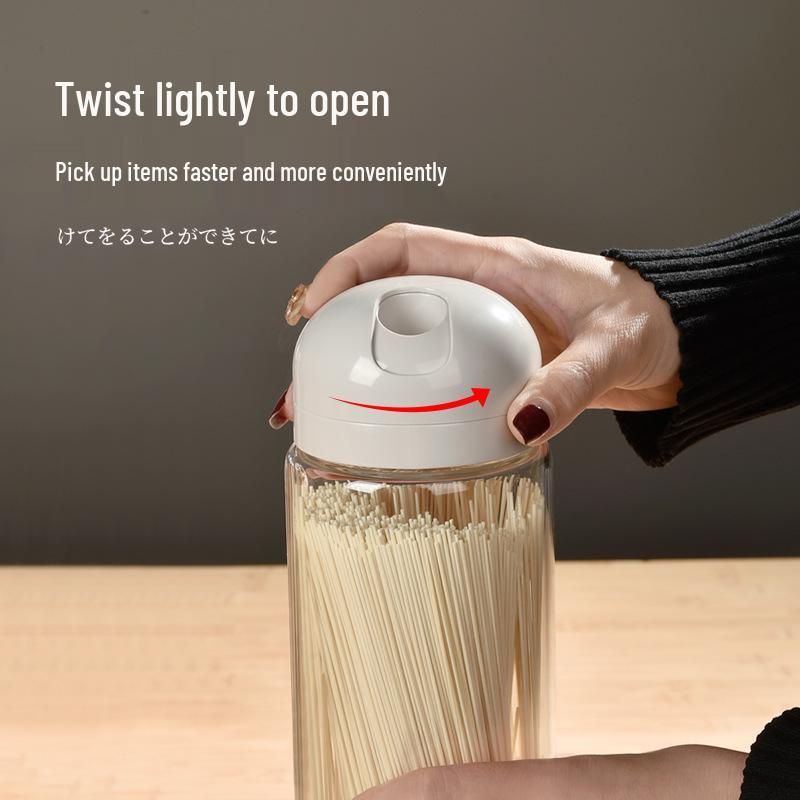 High Borosilicate Glass Kitchen Storage Jar - Dustproof & Moistureproof for Cereal, Pasta, Noodles, and More
