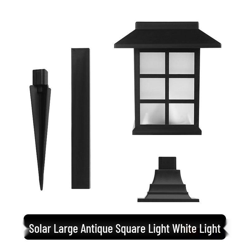 Antique Solar Garden Lamp: 5LED Lawn Stake Light Outdoor Decorative Lantern