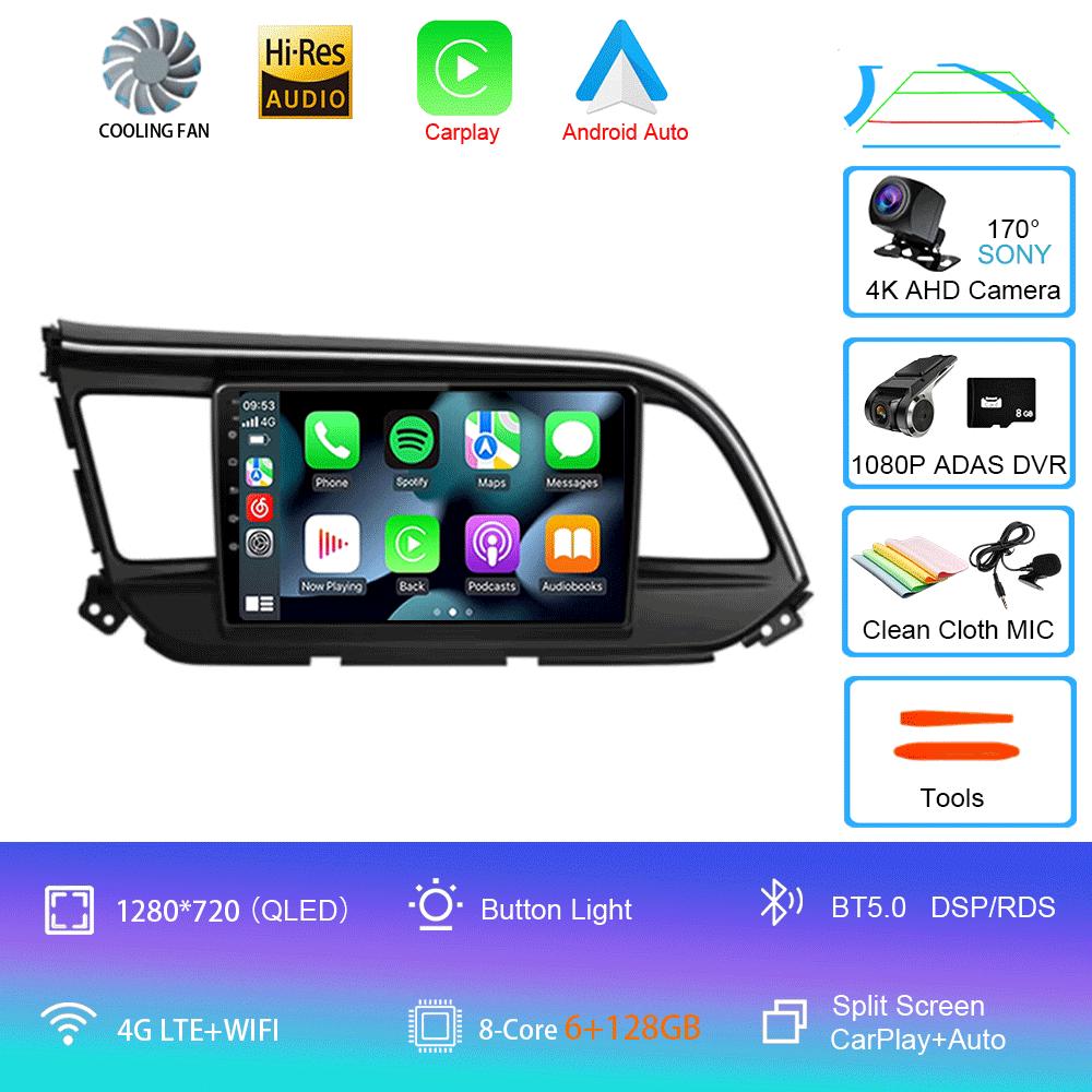 Car Radio Android 14 Carplay For Hyundai Elantra 6 2018 2019 2020 DSP GPS Navigation Multimedia Video Player Stereo Head Unit BT