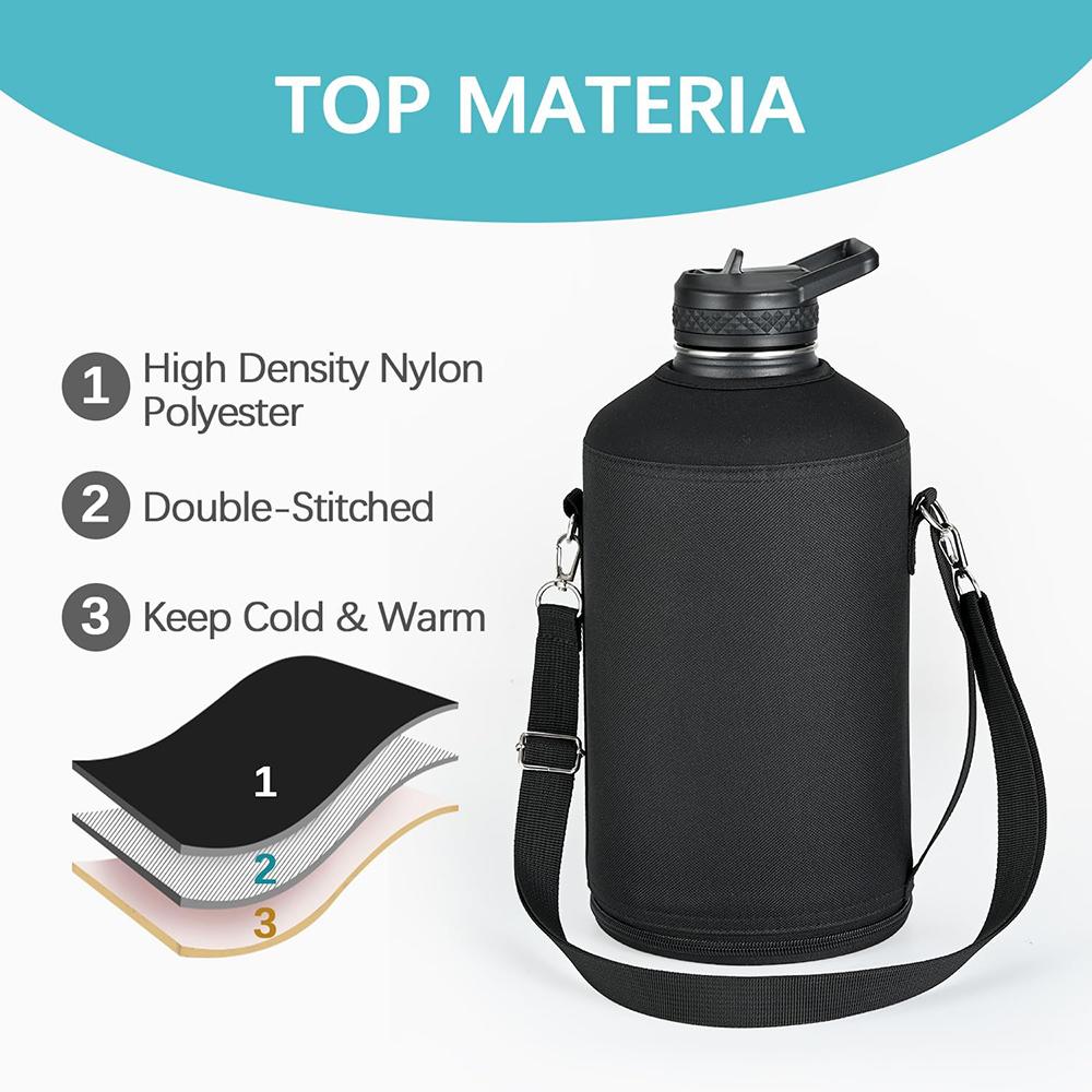 64oz / 128oz Insulated Sports Water Bottle Bag Holder Crossbody for Thermos Mug Vacuum Cup Protective Carrier Cover with Strap