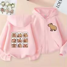 Funny Kids Capybara Zip Up Hoodie Children's Hoodie Zipper Children Capibara Sweatshirt Manga Clothes Kid Girl Boy Top Hoody