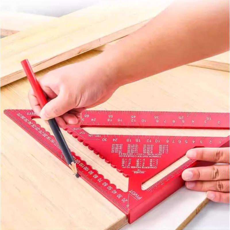 Aluminum Alloy Triangle Ruler High Precision Clear Scales 1Pcs Lightweight Portable Gauge for Engineer Woodworking Projects