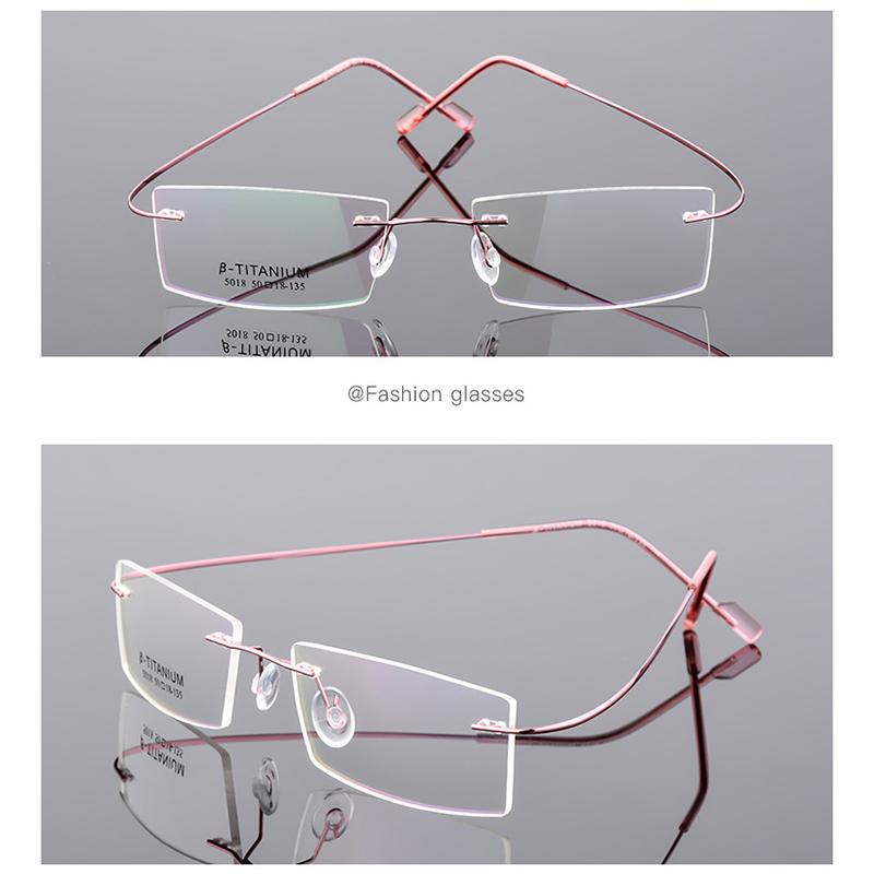Lightweight Rimless Glasses Small Frame Memory Titanium Eyeglasses 5018 Spectacle Prescription -0.5 -1 -1.5 -2 -2.5 -3 -4 -5