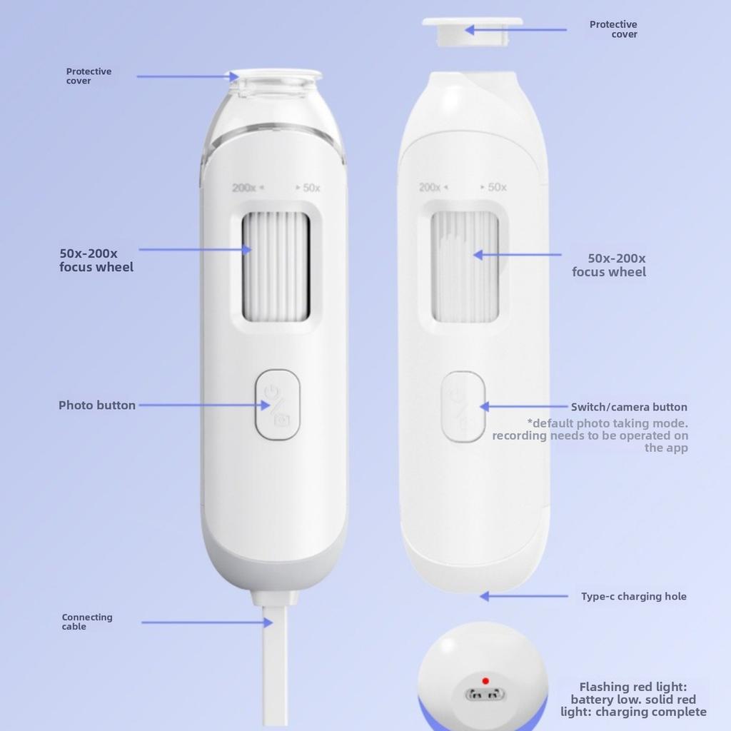 Digitaler Kopfhaut-Analysator 50X-200X Haar-Mikroskop Trichoskop Kopfhaut-Untersuchungswerkzeug USB WiFi Android iOS Foto-Video-Kamera