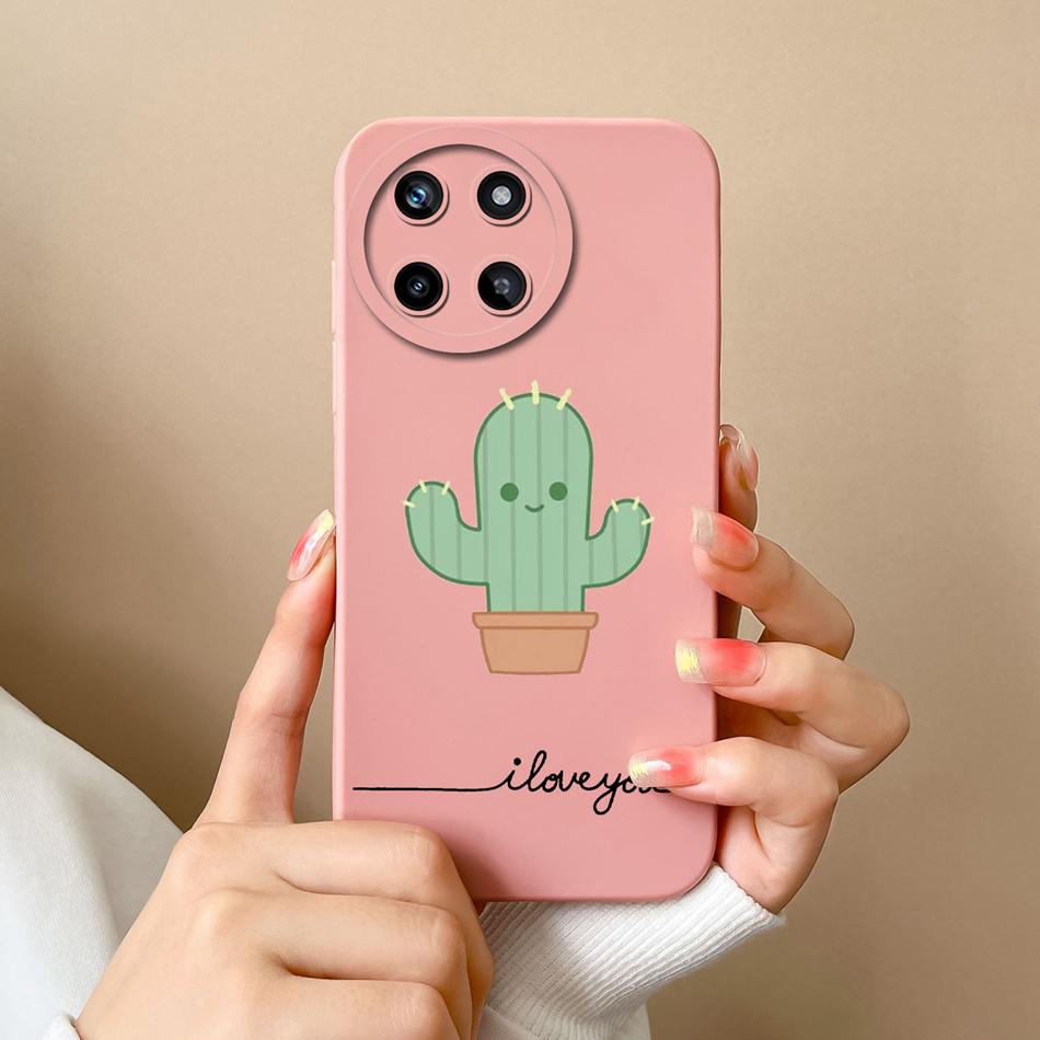 Case For OPPO Realme 11 4G Romantic Flower Soft Original Liquid Silicone Back Cover For Realme11 Upgrad Lens Protection Coque