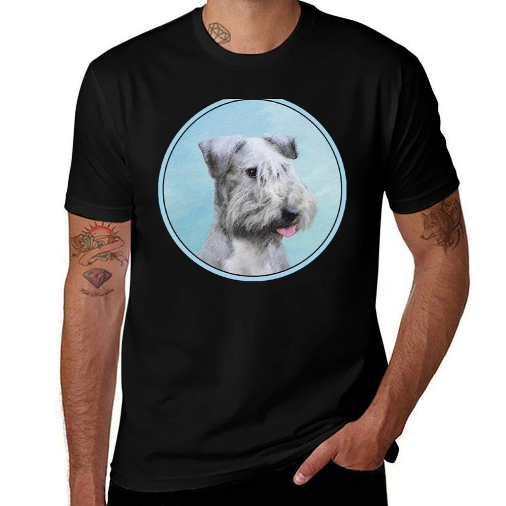 Cesky Terrier Painting Cute Original Dog Art Tshirt Gym Wear Breathable Short Sleeve Tee Tshirt