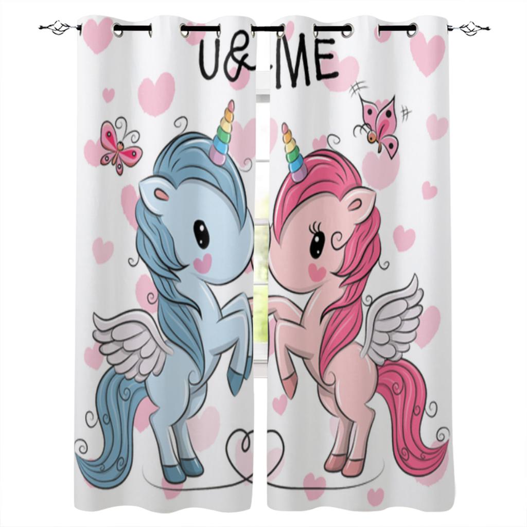 Cartoon Einhorn Niedliche Fenstervorhänge Vorhänge für Wohnzimmer Dekorative Artikel Wohnzimmer