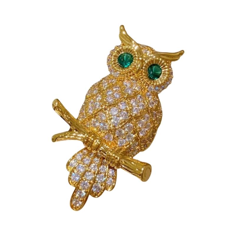 

Metal Owl Shape Lapel Pin With Sparkling Rhinestones Crystal Covered Scarves Shawl Brooch Clip For Men And Women Gift 1