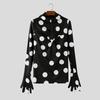 INCERUN Men High Neck Gloves Long Sleeve Polka Dots Twisted Hooded Party Club T-shirts