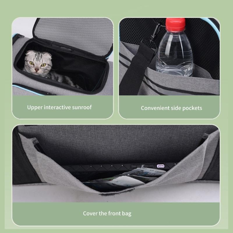 Expandable Cats Carriers Bag with Breathable Mesh Adjust Shoulder Strap Travel Case for Pet Dog Ventilation Suitcases