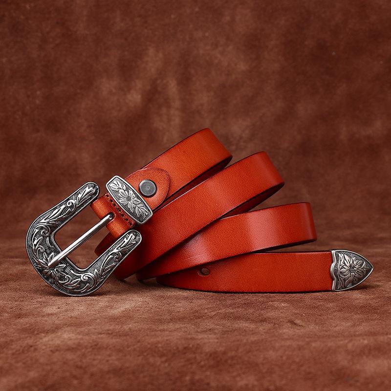 

2,4 см в ширину Ins Style Personality Trend универсальный ретро кожаный ремень женский первый слой коровьей кожи повседневный джинсовый ремень 115cm