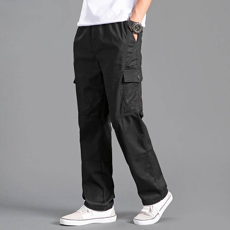 Cheap New Cargo Pants Men's Loose Straight Oversize Clothing Solid Grey