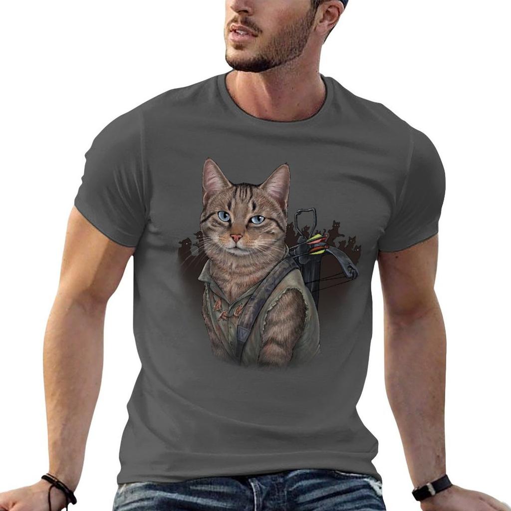 Daryl Dixon Cat Tshirt Plus Size Clothes Anime Figures Vintage T Shirt Unisex