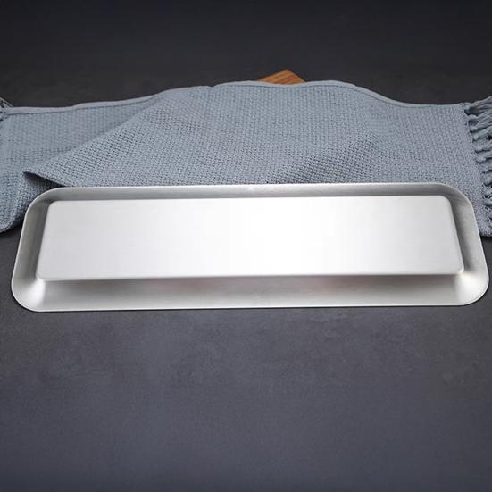 Stainless Steel Rectangular BBQ Plate Korean Style Roasting Pan for Meat Snack Dessert Tray Sushi Dish for Home Kitchen