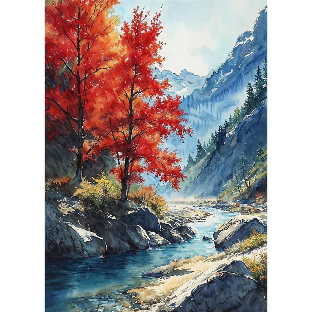 Chinese Four Seasons Landscape Diamond Art Painting Decoration Sailboat Diy Full Rhinestone Mosaic Cross Stitch Kit Gift