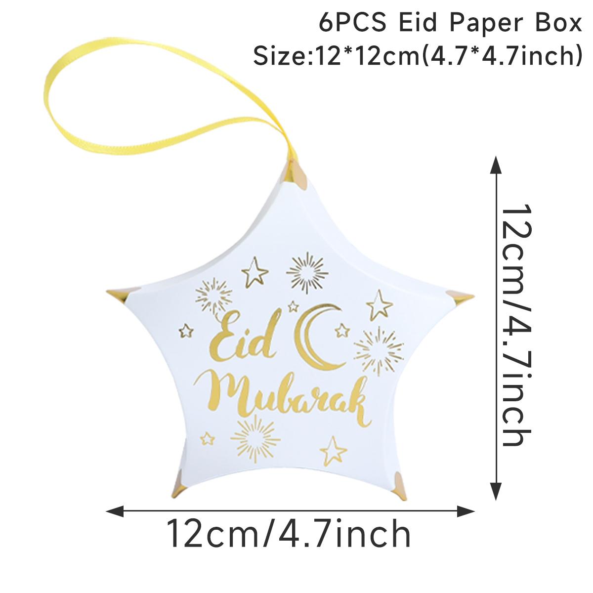 

6 шт. Звезда Форма Ид Мубарак конфеты Подарочная коробка Рамадан Мубарак мусульманский исламский фестиваль вечеринка DIY украшения принадлежности 2024 белый