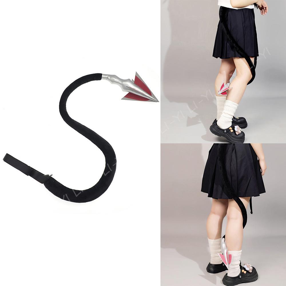 Yiran Sexy Lingerie Unisex New Fluffy Tail With Arrow, Halloween Cyberpunk Beast Tail, Furry Demonic Witch Costume Accessories For Cosplay Convention 110Cm