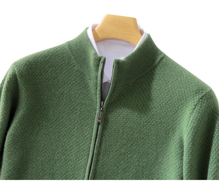 Men's Thick Wool Cardigan - Warm Half-High Collar Knit Sweater for Autumn/Winter