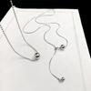 Personality Design Silver Color Stainless Steel Beaded Ball Pendant Necklace for Women Double Layer Hip Hop Rock Chokers Jewelry