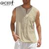 QICED Cotton Sleeveless T-shirt Men's Fashion Loose Shirt Printed Compassionate Shirt