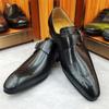 Elegant Black Men's Loafers Dress Formal Suit Shoes Breathable Leather Handmade Monk Style No Slip Adult Footwear