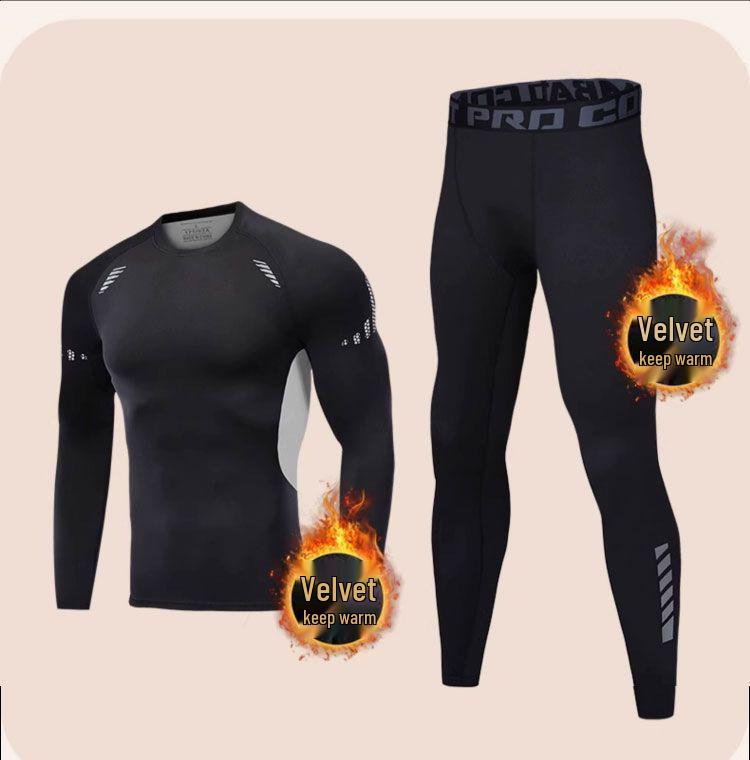 Fato de Esqui Masculino de Secagem Rápida: Camada Base Térmica de Veludo Plus para Inverno, Alta Elasticidade, Compressão que Absorve o Suor para Esportes ao Ar Livre.