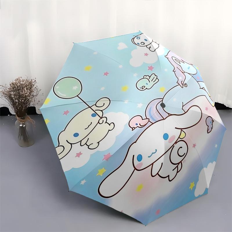 1pc Cinnamoroll Flying Fantasy: Automatic Opening/Closing Umbrella with Portable Tri-Fold Design, 8-Bone Iron Frame Outdoor Umbrella, Perfect Festival