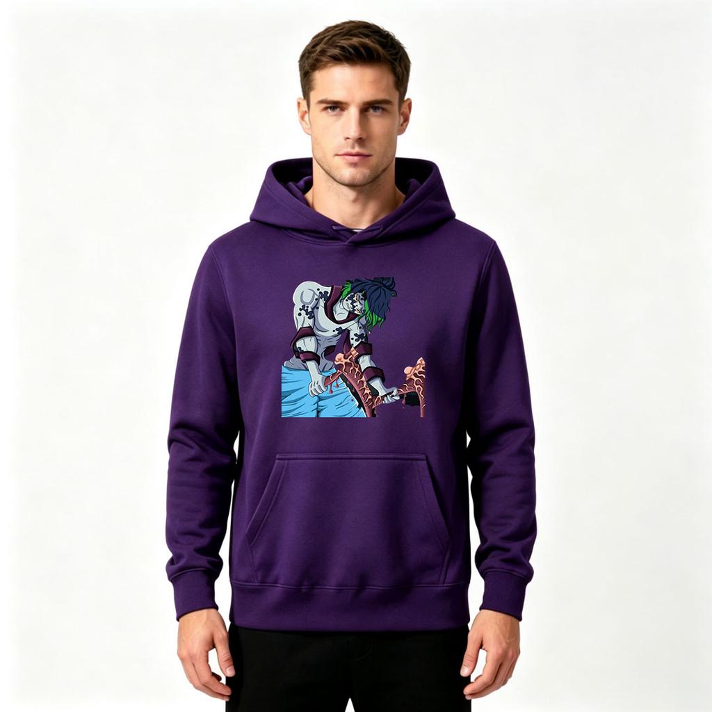 Men Anime Print Pullover Hoodie Casual Long Sleeve Streetwear Sweatshirt