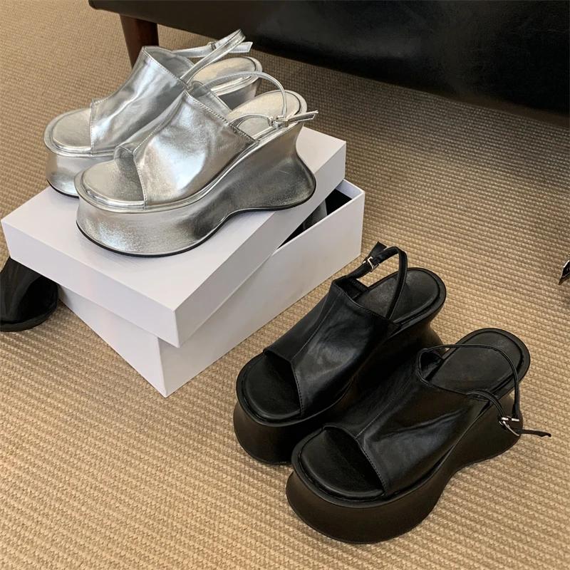 Eilyken 2026 Summer Peep Toe Platform Wedges Heels Women Sandals Buckle Strap Party Shoes Zapatos De Mujer