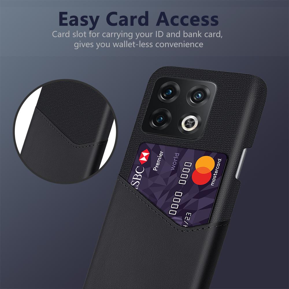 

For OnePlus 10 Pro 5G Ultra Slim Cloth+PC+PU Leather Case Card Holder Phone Cover Grey