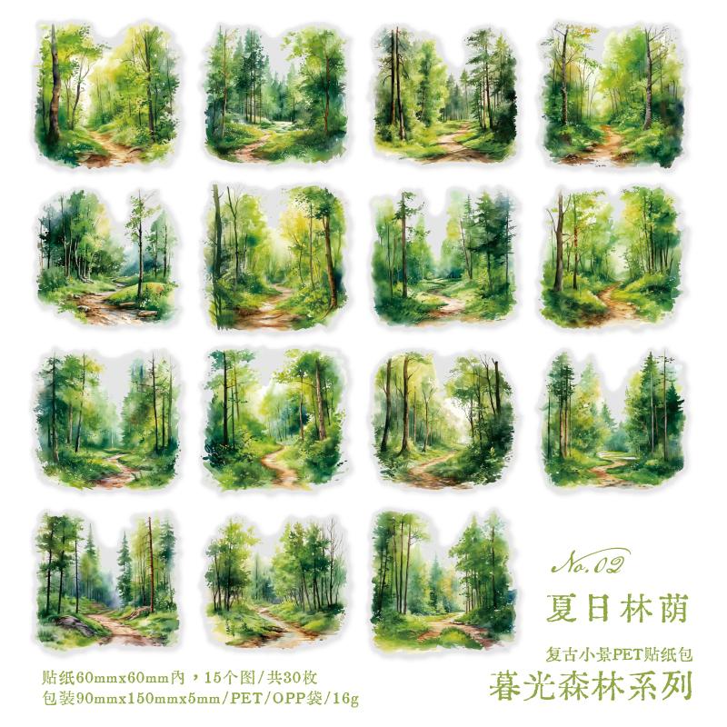 6 styles 30 pcs Twilight forest Series sticker Decorative Diy Diary Album Scrapbooking Material Junk Journal Supplies
