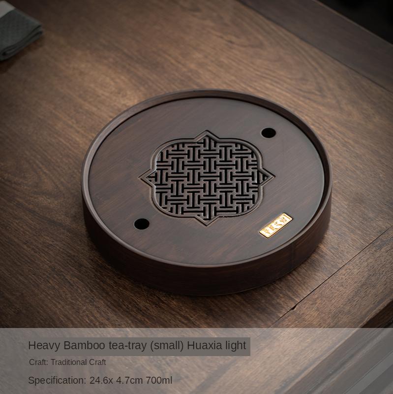 

Round Carbonized Bamboo Tea Tray Chinese Simple Household Water Storage Type Small Tea Sea Drainage Dry Brewing Tray