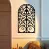 Black Metal Window Arch Wall Decor Gothic Baroque Grille for Living Room Wall Art 3D Ornament Gothic Gate