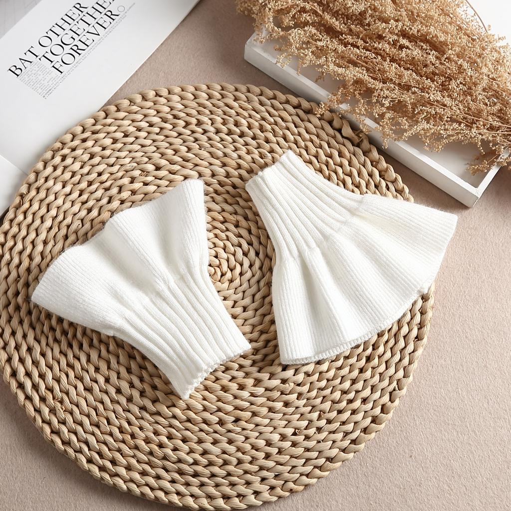 New Women White Fake Cuff Sleeves Sweater Decorative Sleeves Pleated Wrist Pleated Fake Sleeves Gloves Fake Cuff
