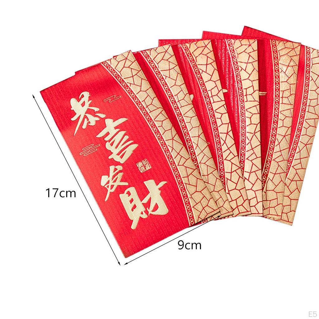 6 Pieces Chinese Year Red Envelopes Hong Bao Packets Packet Bag for Party Spring Festival
