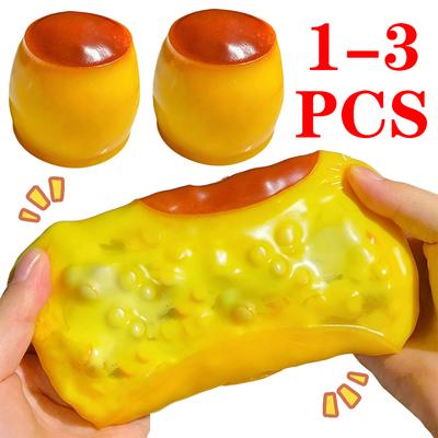 1-3PCS Handmade Crispy Pudding Shape Crackle Squeeze Toy Crunchy Filler Inside Squishy Ball Anti-anxiety Stress Relief Toy Adult