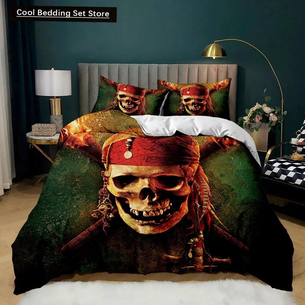 Totenkopf Bettbezug Set Schreckliches Skelett Bettwäsche Set Bettwäsche Halloween Gothic Horror Polyester Quilt Abdeckung Doppel Königin König