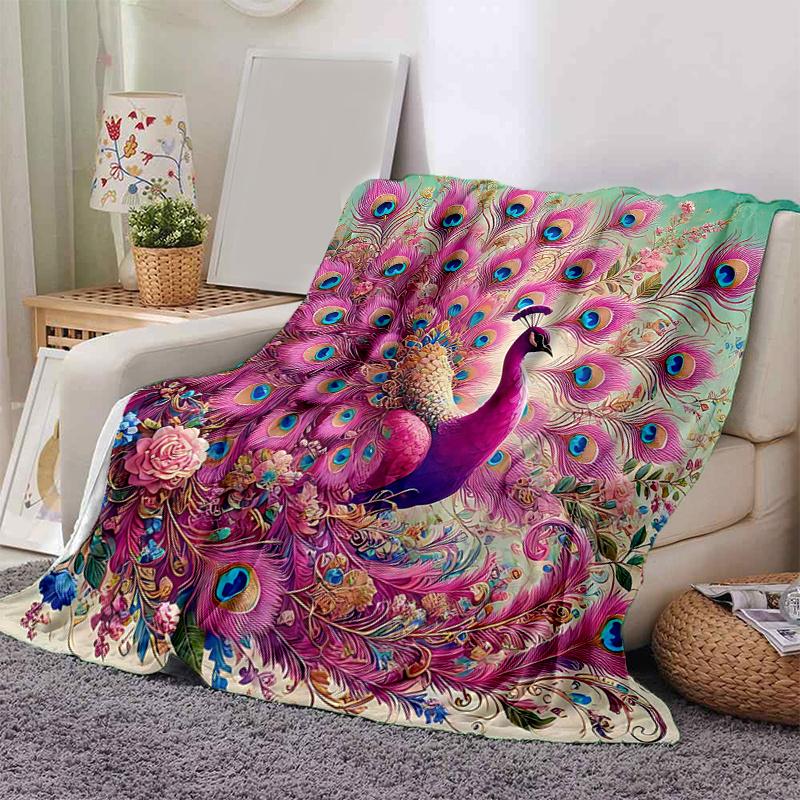 1pc Peacock in a Vibrant Dreamlike Landscape Blanket Soft Throw for Home Decor, Gift Idea, Living Room .K072