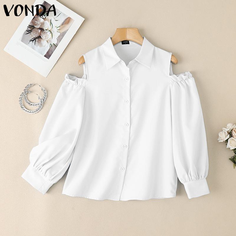 

VONDA Женская блузка с рукавами 3/4-буф, открытыми плечами, повседневная, свободного кроя XL белый