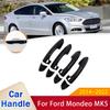 For Ford Mondeo Fusion 5 MK5 CD391 2014~ Gloss Black Smart Door Handle Cover Stickers Trim Car Protective Film Accessories