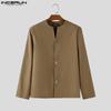 INCERUN Oversized Men Casual Long Sleeve Buttons Up Blazer Tops