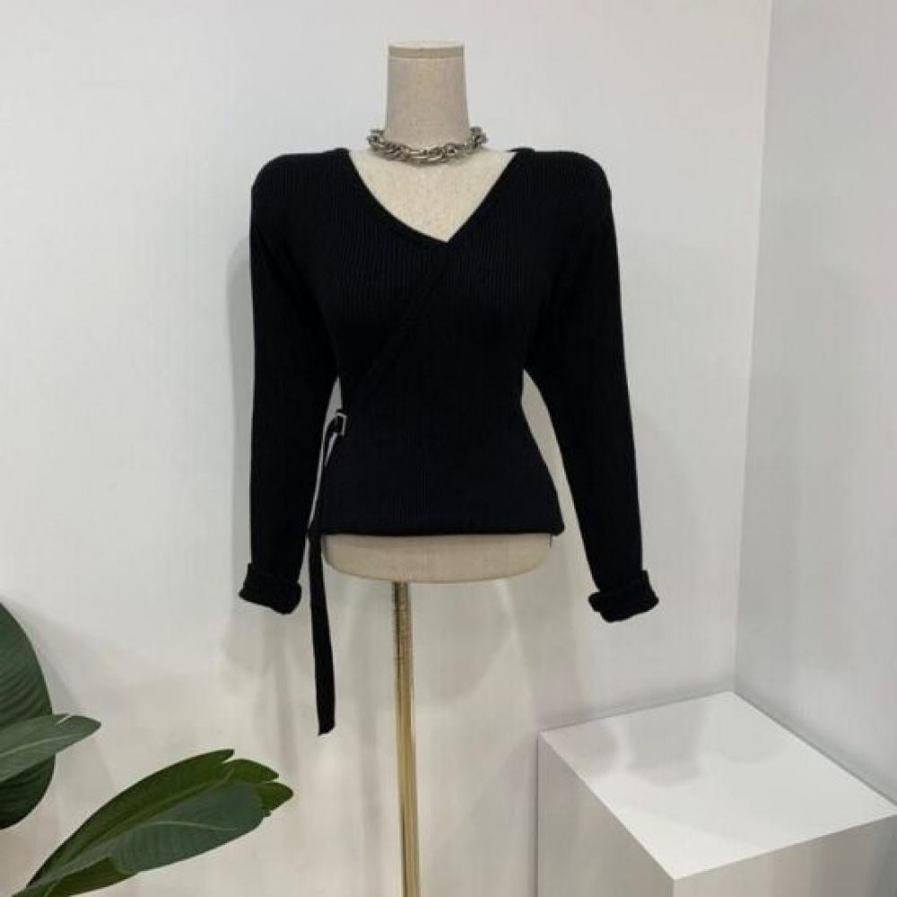 C S In The Room Angora Rib buCkle Wrap Long Sleeve Knit 3ColorS