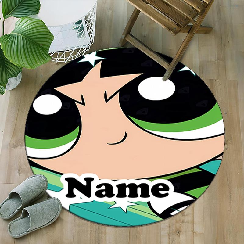 Customizable The Powerpuff Girls11 Round Non-Slip Carpet - Ideal for Garden, Picnic, Office, Perfect for Decoration, Suitable For All Seasons