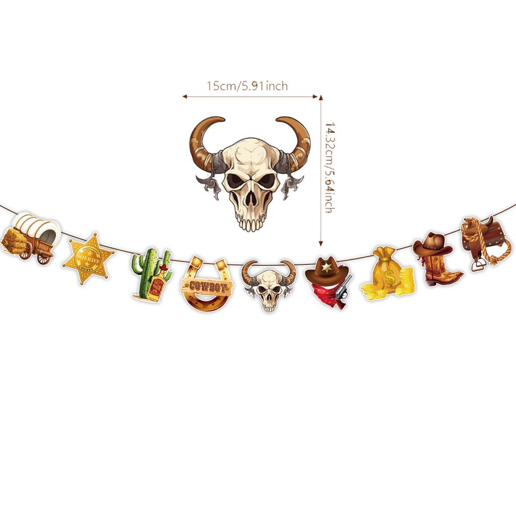Western Party Decorations Cowboy Banner Pennant Wild West Cowboy Hanging Garland Baby Shower Western Birthday Party Supplies